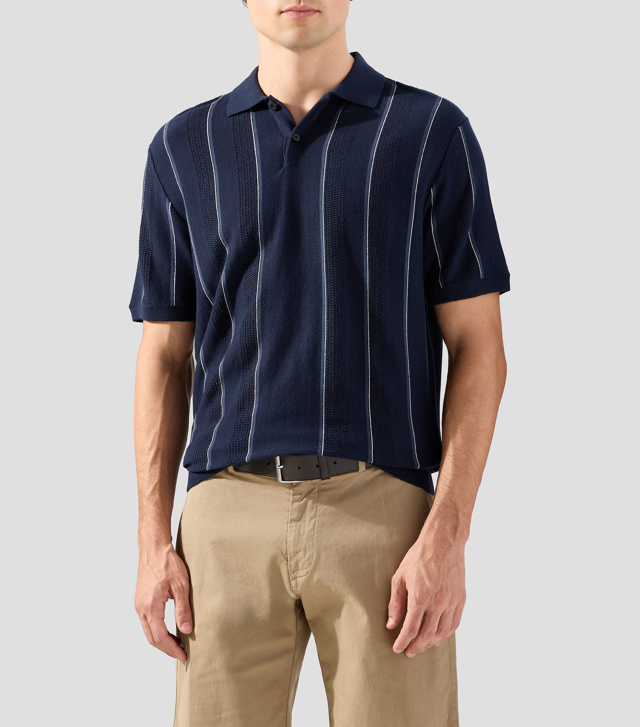Playera tipo polo manga corta de rayas Hombre
